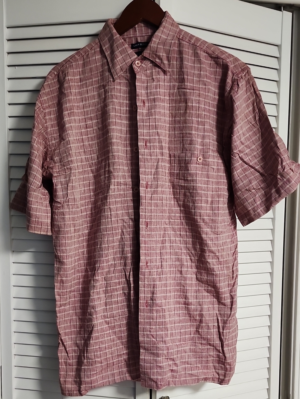 Men's Short-Sleeve Button-Down Shirt in Dusty Rose Plaid